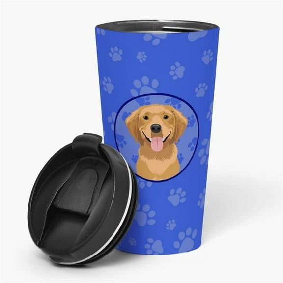 Carolines Treasures WDK1107TBL215 7.25 x 3.5 in. Unisex Golden Retriever Red No.2 Stainless Steel 16 oz Tumbler, Blue