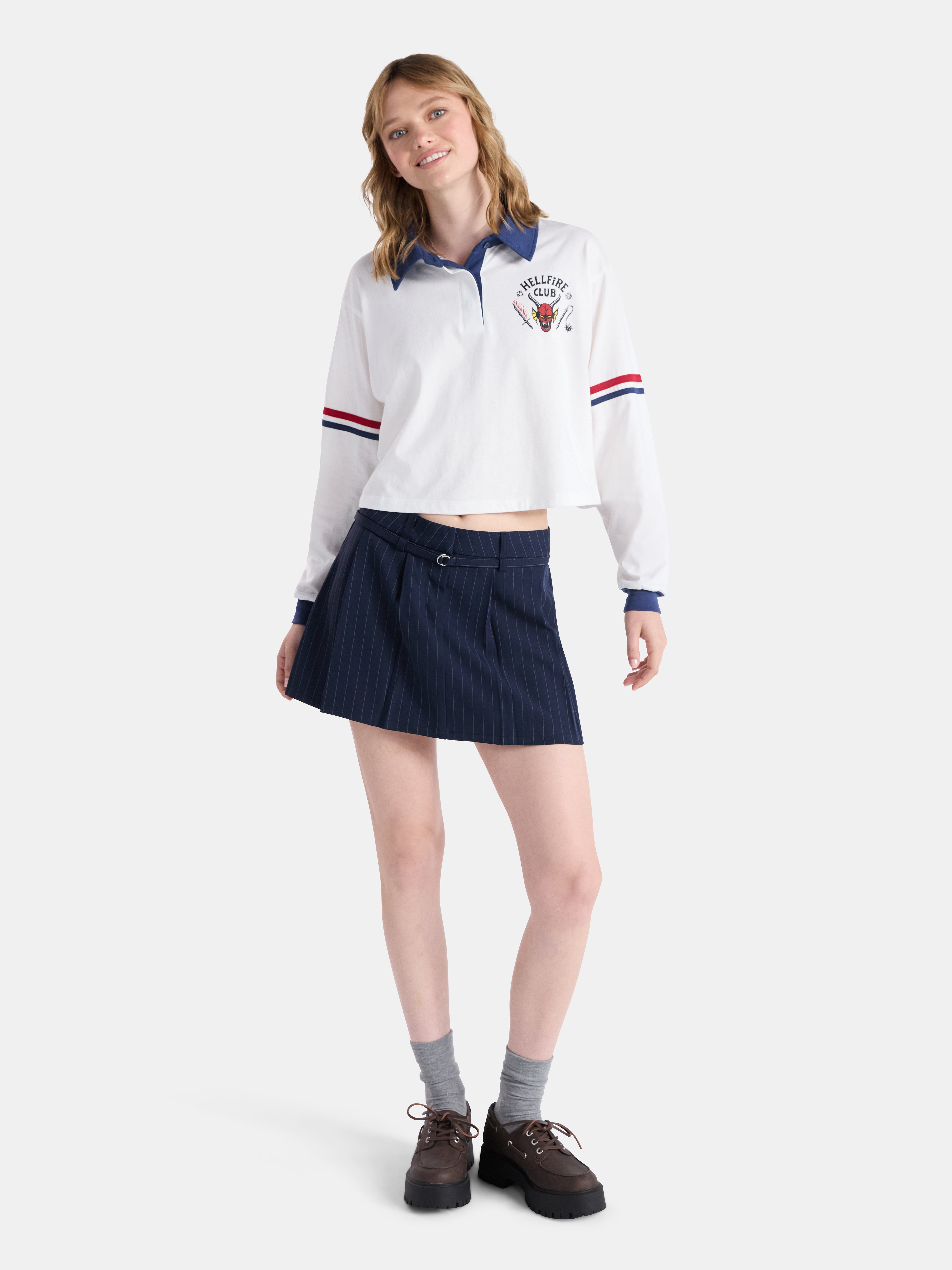 Netflix Stranger Things Cotton Rugby Graphic Polo from No Boundaries, Women’s and Women’s Plus
