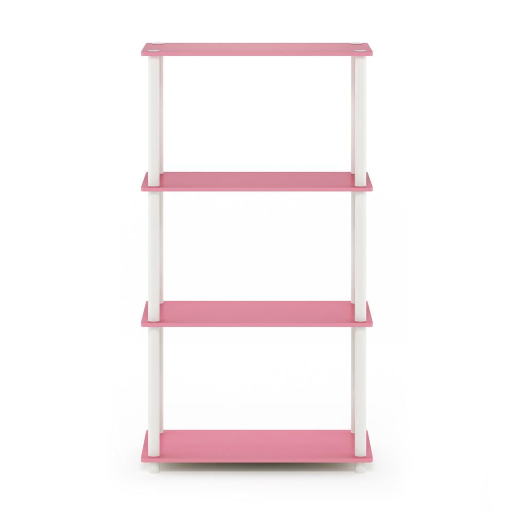 Furinno Turn-N-Tube 4-Tier Multipurpose Shelf Display Rack, Pink/White