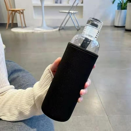 

Clear Water Bottle Portable Water Bottle with Time Scale Daily Drinking Water Target 500ml Water Bottle with Insulated Cup Cover