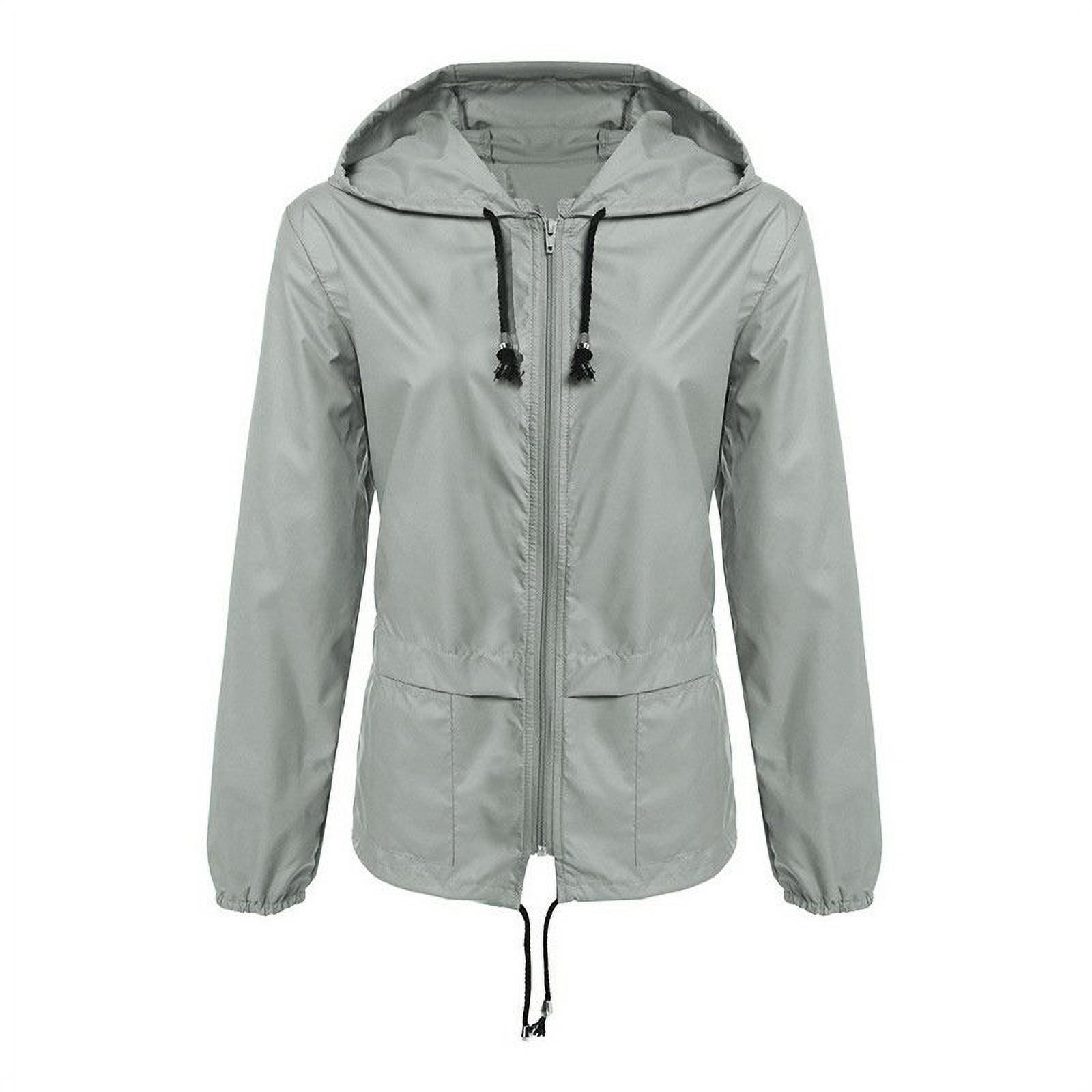 Fashion Thin Section Ladies Waterproof Clothing Hooded Drawstring Outdoor Hiking Rain Jacket Jacket - image 5 of 7