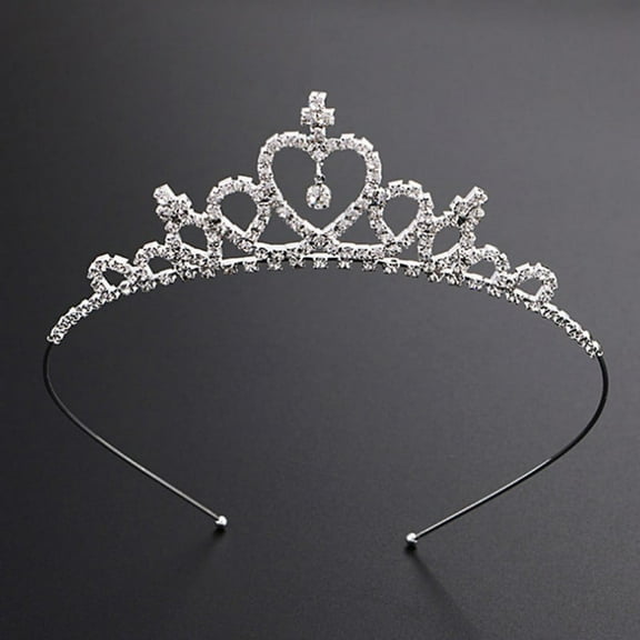 Delicate Wedding Party Children Flower Girl Crystal Rhinestones Heart Shaped Crown Headband Tiara
