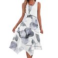 thumbnail image 1 of Ovzne Robes d'Été pour Femmes Robe d'Été Robes pour Femmes Sans Manches Col Rond à Cordon Décontractée à Volants Robe Trapèze Courte Robe de Printemps Liquidation, 1 of 7
