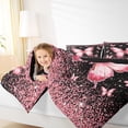 thumbnail image 4 of Homewish Girly Pink Butterfly Bedding Comforter Set, Bling Romantic Animal Twin Comforter Sets, Teens Kids Girls Women Reversible Bedding Set, Luxury Bedroom Decor, 2pcs, 4 of 8