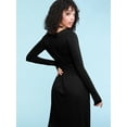 thumbnail image 4 of Made by Johnny Women's Comfy Casual Long Sleeve Flowy Dresses Loose Plain Dress with Pockets XXXL BLACK, 4 of 6
