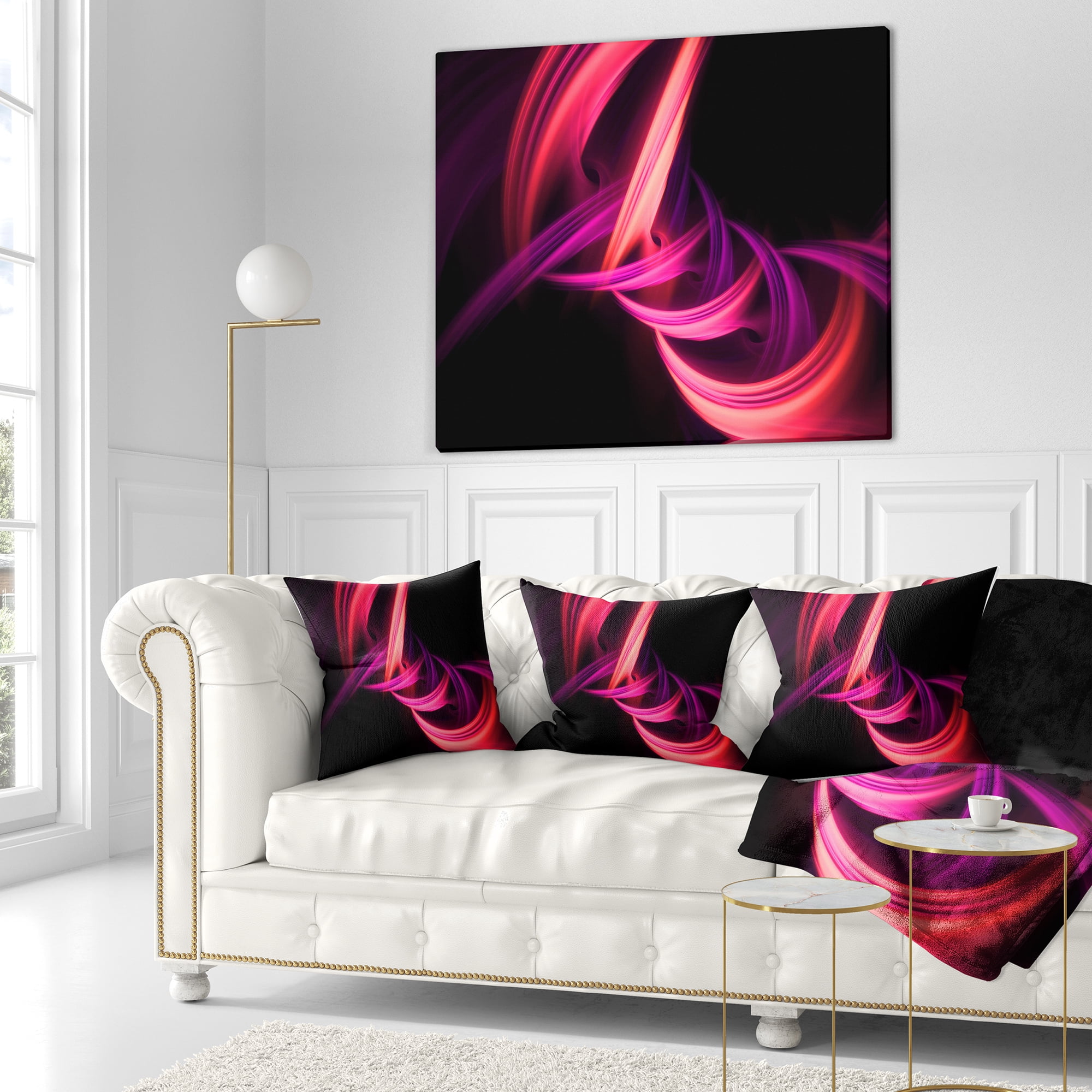 Designart Fractal Purple Connected Stripes - Contemporary Throw Pillow - 16x16
