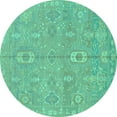 thumbnail image 1 of Ahgly Company Machine Washable Indoor Round Abstract Turquoise Blue Modern Area Rugs, 3' Round, 1 of 4