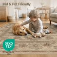 thumbnail image 4 of ODIKA 8'x10' Washable Area Rug Beige Framing Neutral Vintage Geometric Motifs Entryway Entry for Living Room, Under Sectional, Family , Durable, Non-Slip, 4 of 7