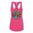 thumbnail image 2 of Wild Bobby Colorful Mushroom Retro Puff Print Fashion Ladies Racerback Tank Top, Raspberry, X-Large, 2 of 6