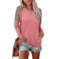 thumbnail image 2 of Womens Tops Color Block Pullover Long Sleeve T Shirts with Pockets Crew Neck Tunic Blouse, 2 of 5