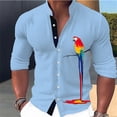 thumbnail image 1 of Camisa hawaiana para hombre con estampado de hojas, cuello alto, camisa larga de un solo pecho, ropa de diseñador para hombre moderna y de moda, 1 of 6