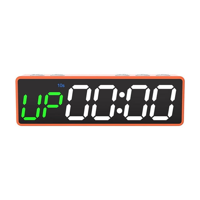 Bearachild El reloj magnético del gimnasio del contador de tiempo del intervalo personalizado para el control remoto incorporado del gimnasio en Electrónica marco naranja Fuente verde y blanca.