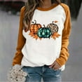 thumbnail image 2 of SwiftWear Fall Season Pumpkin Pattern Sweatshirt for Women Comfort Fit Raglan Long Sleeve Pullover Tops Thanksgiving Halloween Theme Casual Wear with Leaf Motifs Orange, 2 of 4