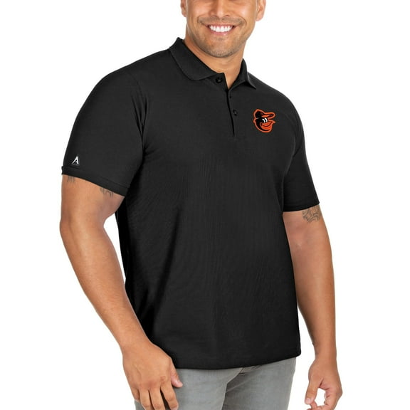 Men's Antigua Black Baltimore Orioles Big & Tall Legacy Pique Polo