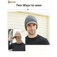 thumbnail image 6 of Spencer 2 In 1 Men Winter Warm Balaclava Beanie Hat Scarf Knit Caps Windproof Conjoined Sleeve Wool Cap Zipper Neck Warmer Ear Protector "Navy Blue", 6 of 8