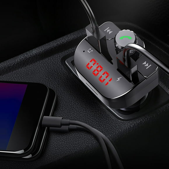 EGNMCR Bluetooth 5.0 FM Transmitter For Car,Bluetooth Car Adapter With USB Charging Car Charger MP3 Player,Hands Free Calling Wireless charging