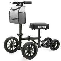 COSYWILL All Terrain Knee Scooter,Knee Walker Scooter for Foot Injuries,Adults Roller Scooter for with 10“ TPU Wheel,Compact Crutches Alternative,Black
