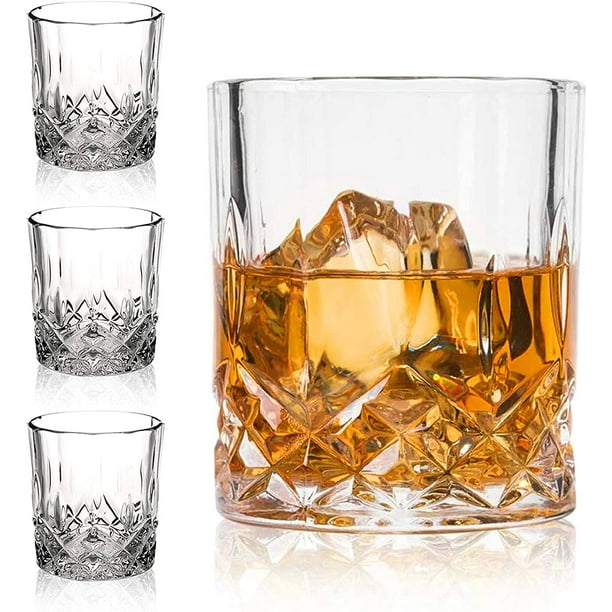 Lot de 4 verres à whisky lourds - Verre à rhum, scotch, bourbon
