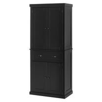 SAZYY 72" Freestanding Kitchen Pantry Cabinet Storage with Doors, Black for Kitchen & Dining Room
