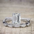 thumbnail image 4 of 2.50 Carat Moissanite Diamond Trio Bridal Ring Set in Emerald cut with 18k Gold Plating, 4 of 5
