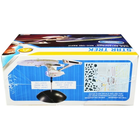 Diecast Skill 2 Snap Model Kit U.S.S. Enterprise NCC-1701 Refit Spaceship "Star Trek II: The Wrath of Khan" (1982) Movie 1/1000 Scale Model by Polar Lights