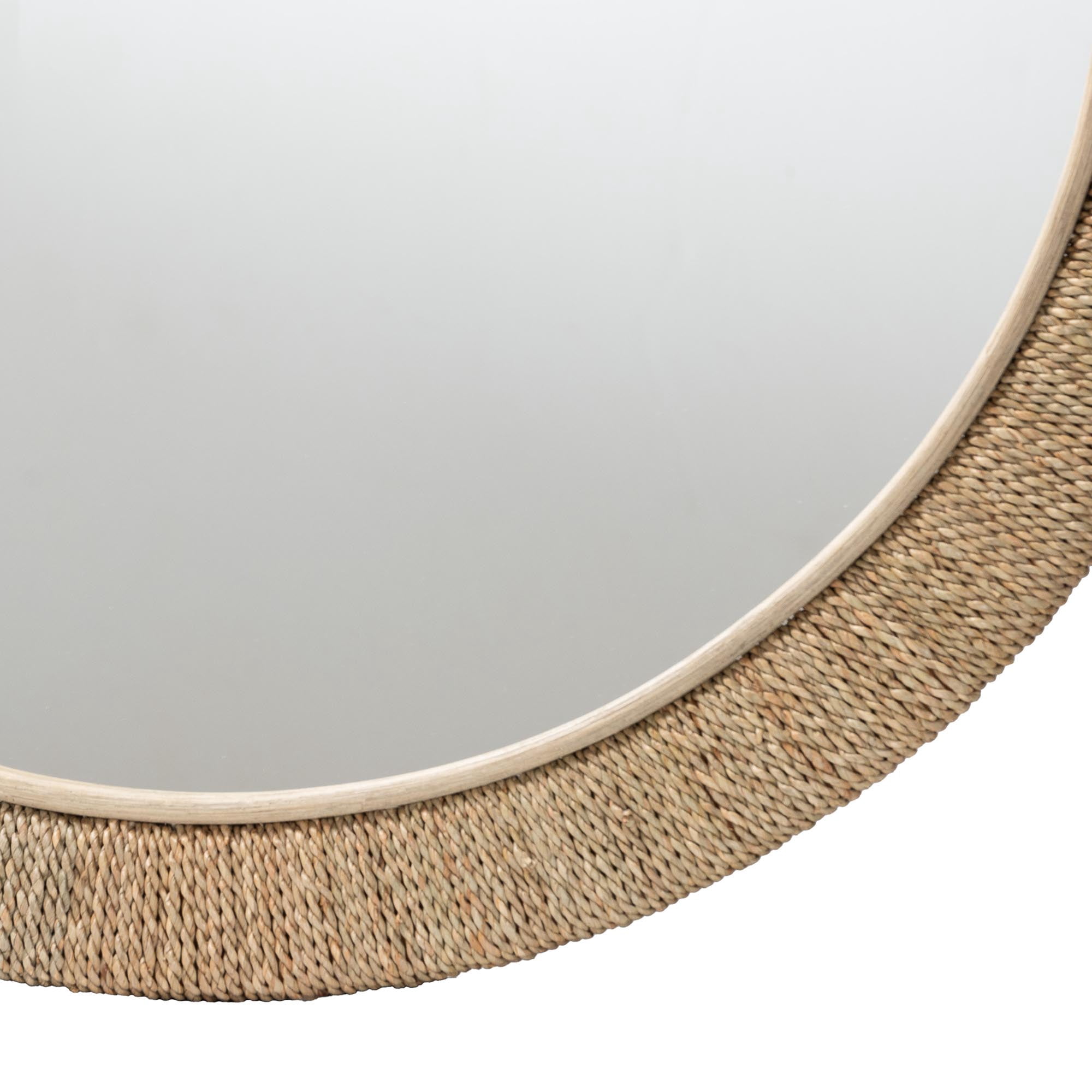bali & pari Geralyn Japandi Mirror, Round, Natural Seagrass