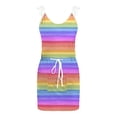thumbnail image 4 of Vestido sexy con hombros descubiertos y estampado de rayas con cuello en V informal con cintura de tirantes de verano para mujer Pompotops ghjkhdj7080, 4 of 5