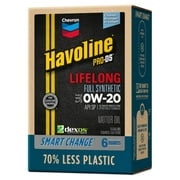 Chevron Havoline Lifelong 0W-20 Full Synthetic Motor Oil, 6 Quarts (Smart Change Box)