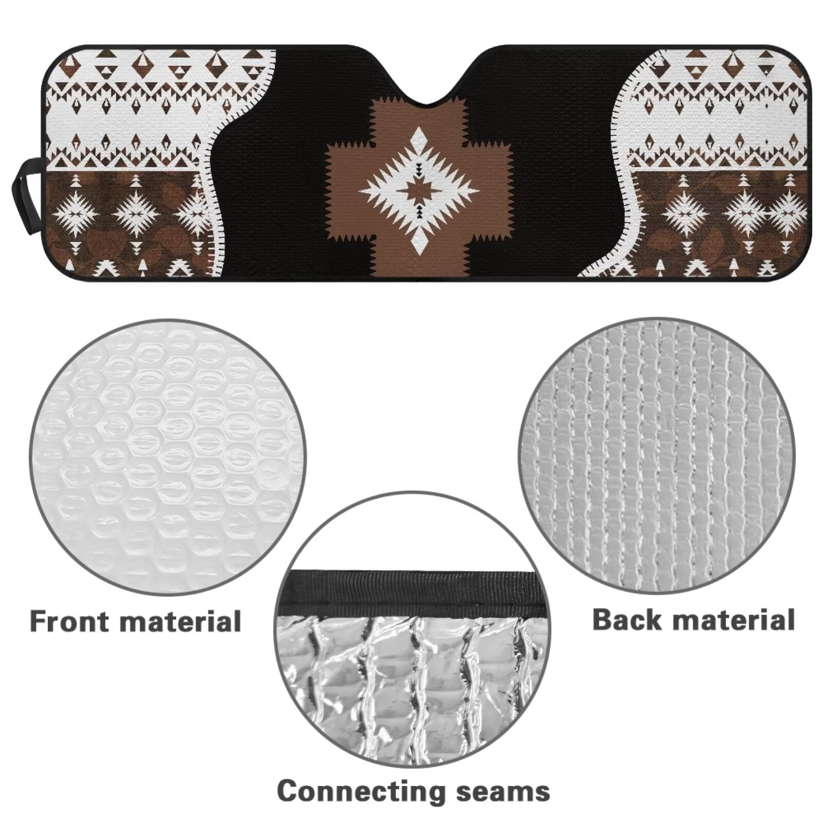Uorisanigo Windshield Sun Shade for Wrangler JK JKU TJ Foldable 1 Piece Brown Aztec Tribal Sun Visor Windshield Shade for Jeep Wrangler, Gladiator, Renegade, FJ Cruiser