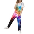 thumbnail image 1 of Odeerbi 5-14 Años Niñas de Verano Traje Estrelado Cielo Camisola Romper Primavera Casual Transpirable Cómodo Trajes Correa Bib Pantalones En General Traje de Juego, 1 of 6