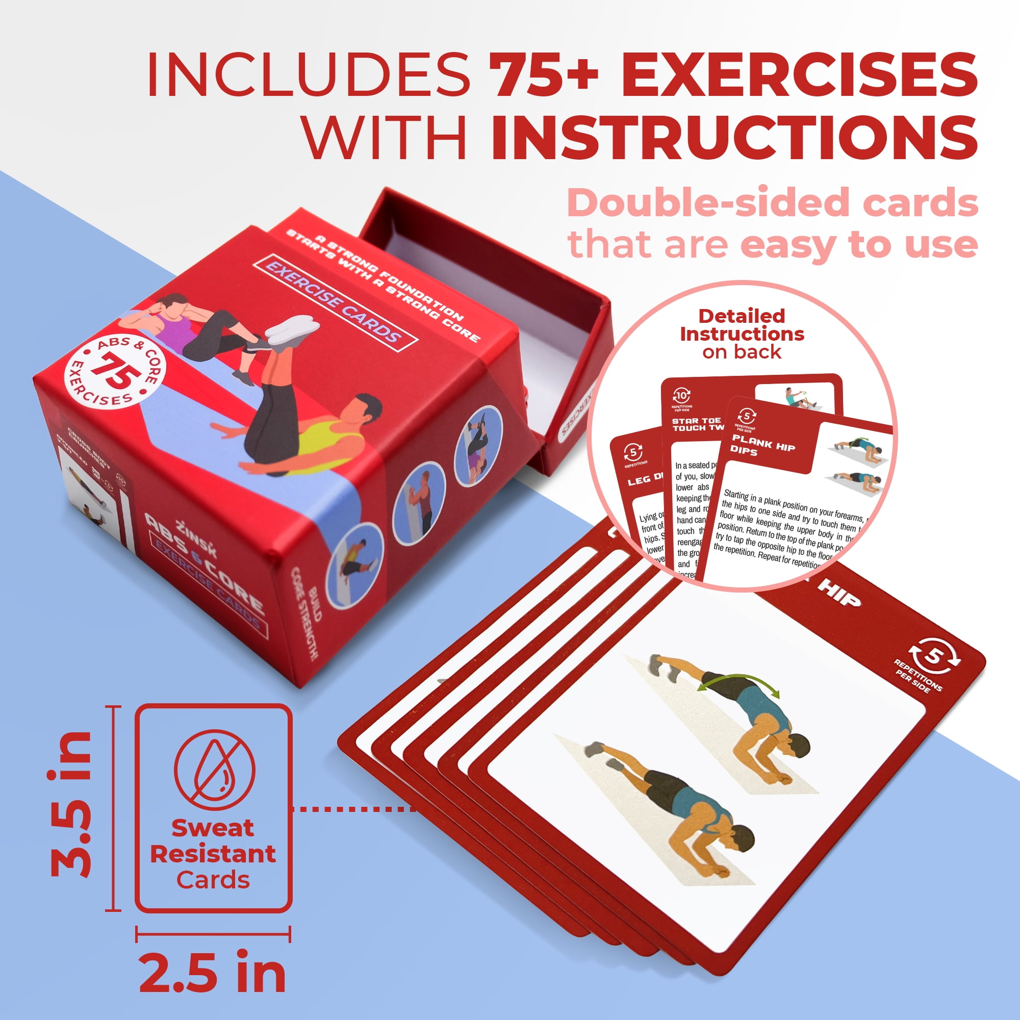 Abs and Core Exercise Cards – 75 Workout Cards to Help Build Core