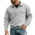 thumbnail image 2 of Fznquz Golf Polos Long Sleeve Gray Dress Slim Shirts Winter 2025 Pocket Button Big and Tall Mens Clothes, 2 of 5