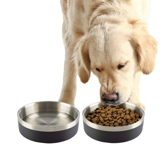 PETMAKER Set of Two 32oz Double Wall Insulated Stainless Steel Dog Bowls