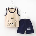 thumbnail image 2 of Kaprioy Summer Outfits Set For Kids Baby Boy Clothes Cute Cartoon Tank Tops+Shorts Outfits Lightweight Elastic Cotton Short Sets, 2 of 5