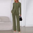 thumbnail image 6 of Women's Fashionable Casual Long-Sleeved Solid-Colour Elegant Trouser Suit with Stylish Design High-End Two-Piece Set, Professional and Chic,Army Green,L, 6 of 8