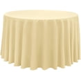 thumbnail image 1 of LAICAIW Nappe Ronde 210 G/m2, Nappe en Microfibre Résistante à l'Eau, Housse de Table Circulaire en Tissu Décoratif pour Usage Extérieur et Intérieur (Champagne, Diamètre 108 Pouces), 1 of 7