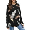 thumbnail image 5 of Ahdbta Pullover Tops for Women Fashion Printed Long Sleeve Casual Sweatshirts Lightweight Crewneck Tee Shirts with Thumb Holes, 5 of 5