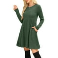 thumbnail image 5 of Long Sleeve Dress for Women Crew Neck Empire Waist Tunic Dress with Pockets, 5 of 5