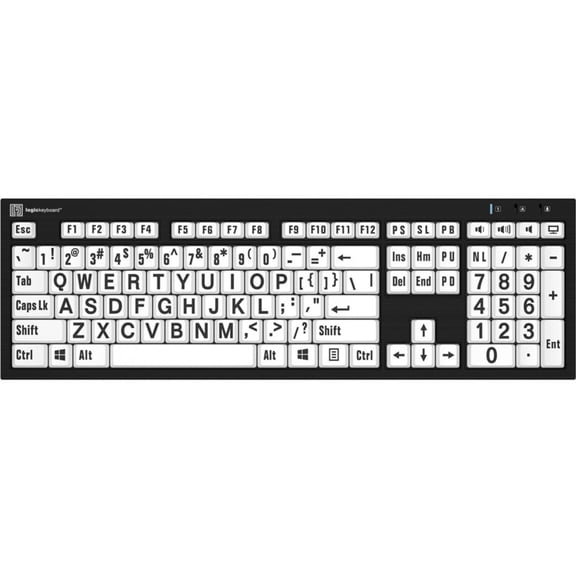 Logickeyboard LargePrint Black on White, PC Nero Slimline Keyboard, US English