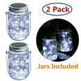 thumbnail image 1 of Mason Jar Solar String Lights, Waterproof 2M 20 LED Fairy Firefly Jar Lids String Lights Kit (Jars & Hangers Included) for Patio Garden Wedding Home Decoration - White(2 Pack), 1 of 4