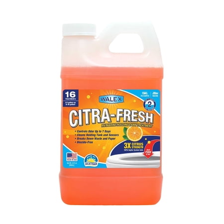 Walex Citra-Fresh Liquid Holding Tank Treatment for RV, Camper & Marine - Black Water Tank Deodorizer, Biocide-Free, Septic Tank Safe, 32oz