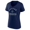 thumbnail image 2 of Women's Logo Athletic Navy Dallas Cowboys Unrivaled V-Neck T-Shirt, 2 of 3