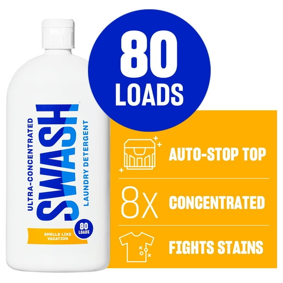 Swash® Smells Like Vacation HE Ultra-Concentrated Liquid Laundry Detergent, SWHLDLFS2S, 80 Loads, 30 fl. Oz.