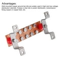thumbnail image 4 of Uxcell 1 Set Wall Mounted 8" x 2" x 1/4" Copper Ground Bar with 10 Terminal Positions Ground Bar Kit, 4 of 5