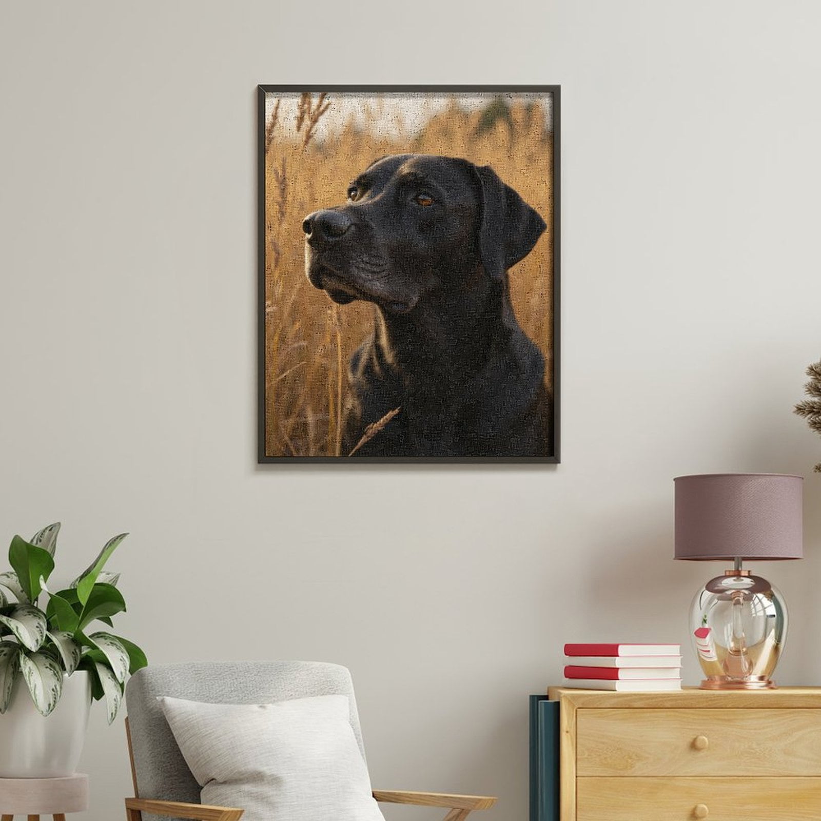 Paint by Numbers Kit for Adults, Black Dog In Wheat Field Paint by Numbers, Easy Paint by Numbers Kit for Adults Beginner, DIY Adult Paint by Number Kits on Canvas, Home Decor