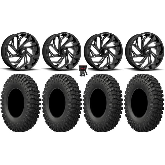 Fuel Reaction 18" Wheels Black 40" MotoCrusher Tires Can-Am Maverick X3 / Honda Pioneer 1000 / Talon