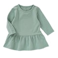 thumbnail image 4 of Girls Long Sleeve Dress Summer Kids Toddler A Line Solid Color T-Shirt Dress for School Casual Girl Clothes 2-3 Years, 4 of 5