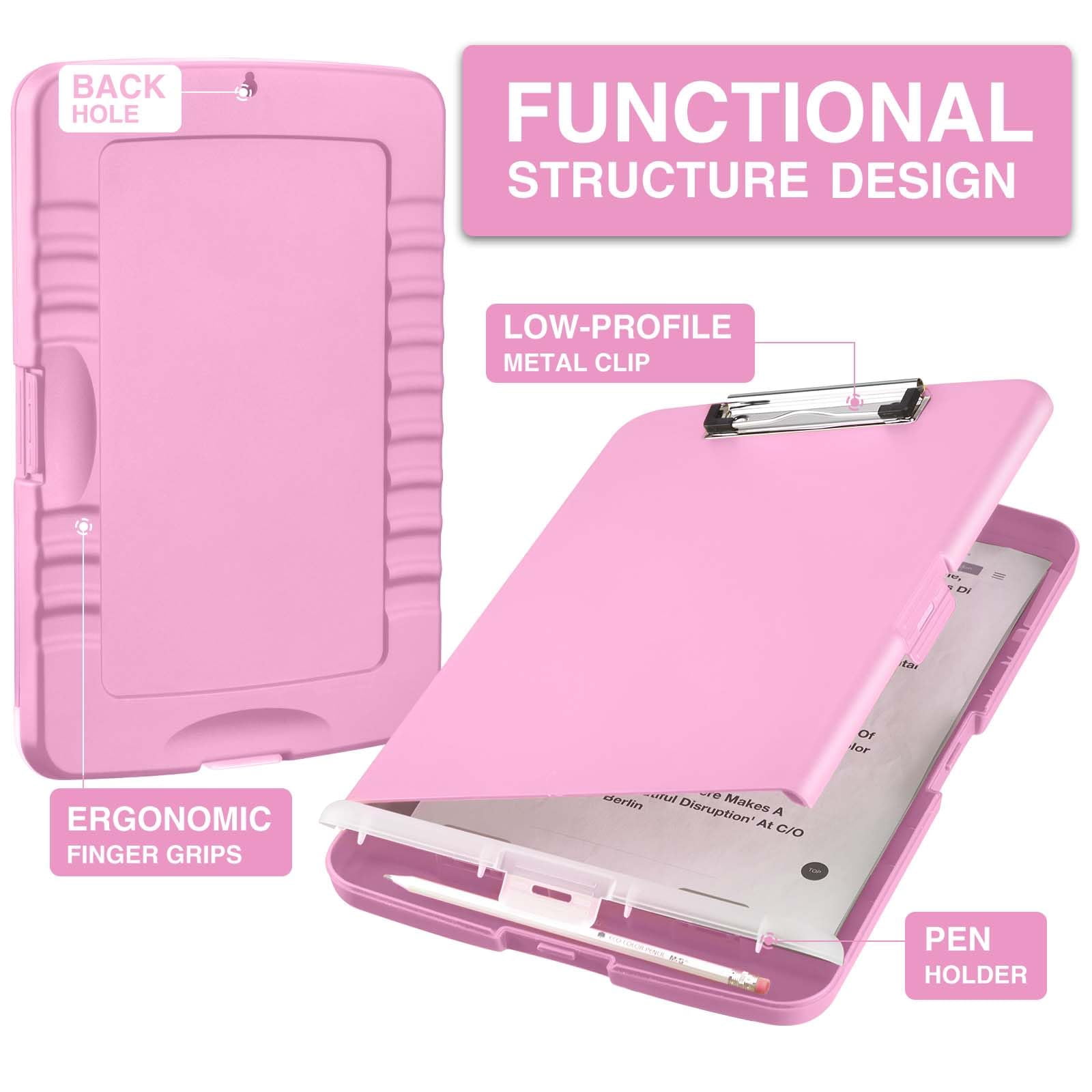 Clipboard With Storage  Clip Board 8.5 X 11 Pen Holder Plastic Organization Case Box For Letter Legal A4 Size Paper Low Profile Teachers Haves School & Office Supplies
