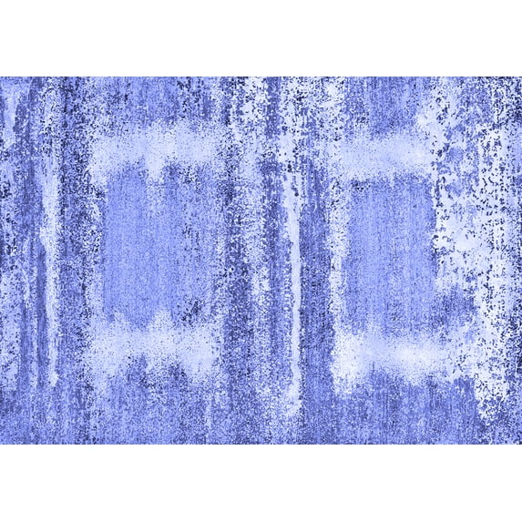 Ahgly Company Machine Washable Indoor Rectangle Oriental Blue Industrial Area Rugs, 2' x 4'