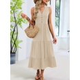 thumbnail image 5 of Womens Summer Maxi Dresses Flowy V Neck Sleeveless Swing Casual Beach Sundress with Pockets Color XL, 5 of 9
